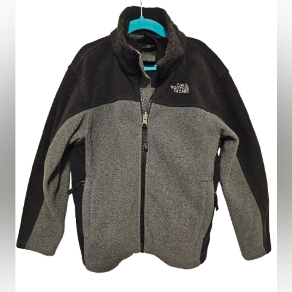 The North Face Black and Gray Fleece Jacket Boys Size 7/8 Used